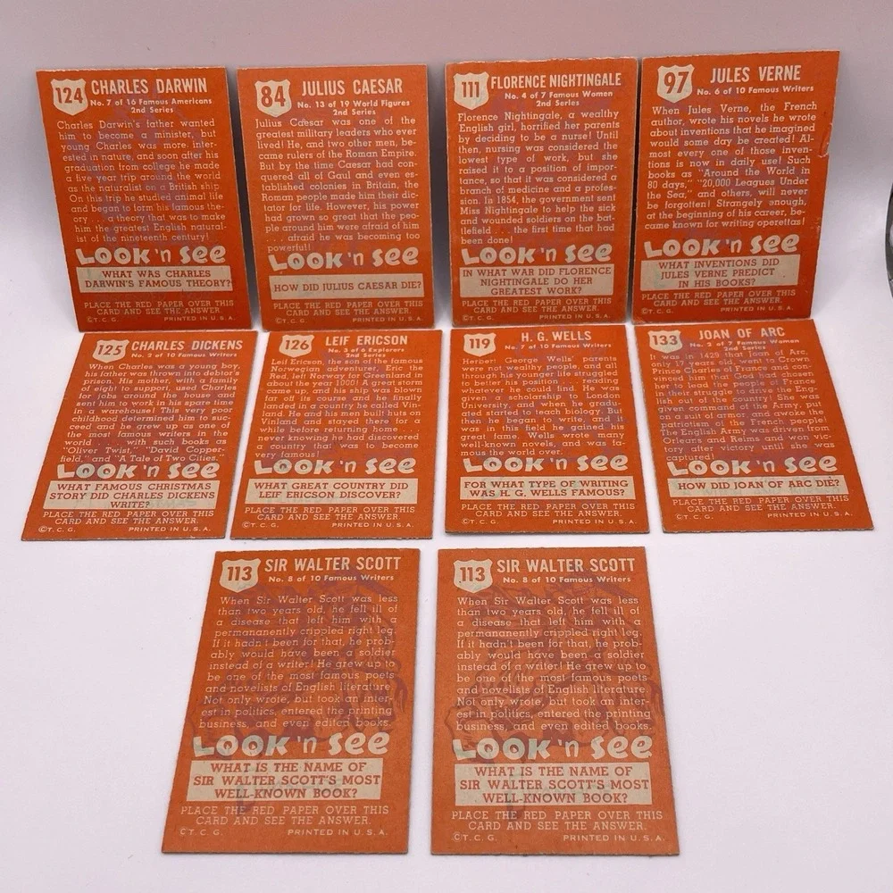 Vintage Topps LOOK N‎ SEE Collectible Trading Cards LOT of 10
